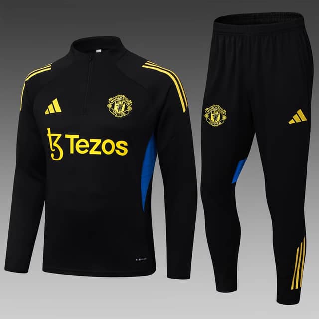 2025/2026 Manchester United Half-Pull Training Suit Black Shirt Set