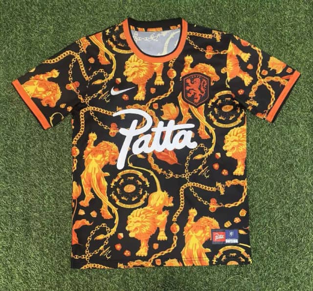 2026 Netherlands National Team Collaboration Black-Orange Shirt