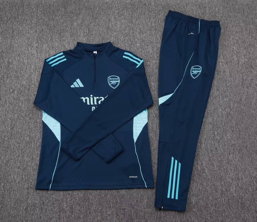 2025/2026 Arsenal Half-Pull Training Suit Royal Blue Shirt Set--6
