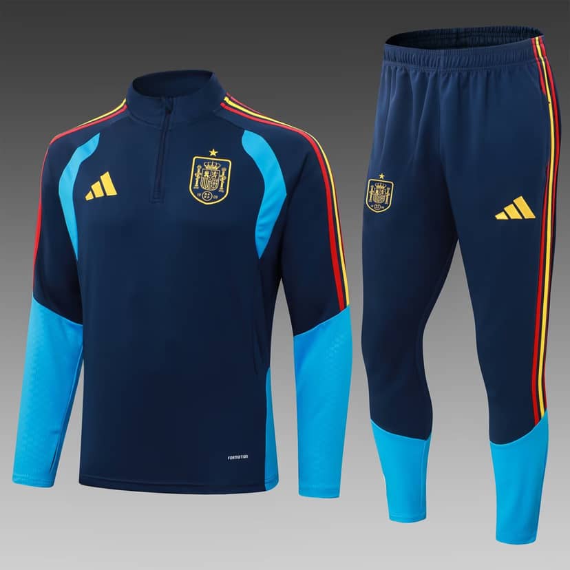 2026 Spain Half-Pull Training Suit Royal Blue Set Shirt