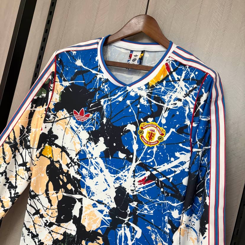 2025/2026 Long Sleeve Manchester United Stone Roses Co-Branded Edition Blue Shirt--6