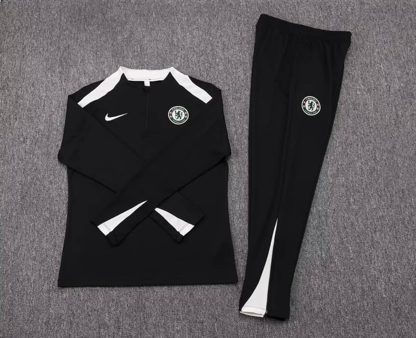 2025/2026 Chelsea Half-Pull Training Suit Black Shirt Set--6