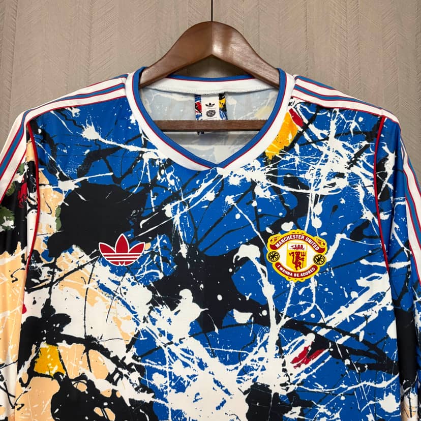 2025/2026 Long Sleeve Manchester United Stone Roses Co-Branded Edition Blue Shirt--2