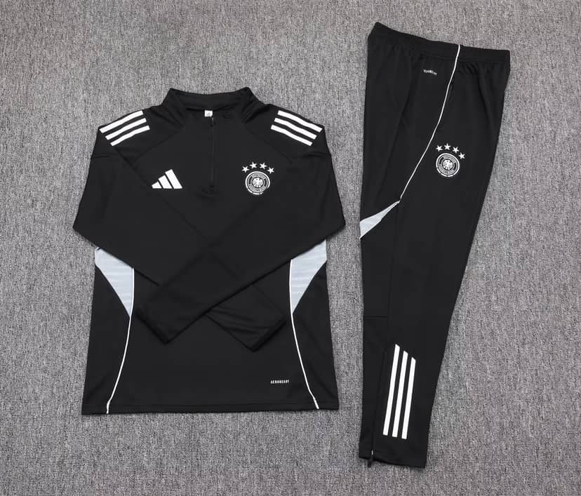 2025 Germany Half-Pull Training Suit Black Jersey Set--6