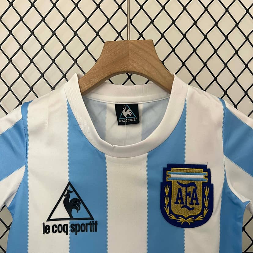 1986 Retro Argentina National Team Home Shirt Kids Size--2