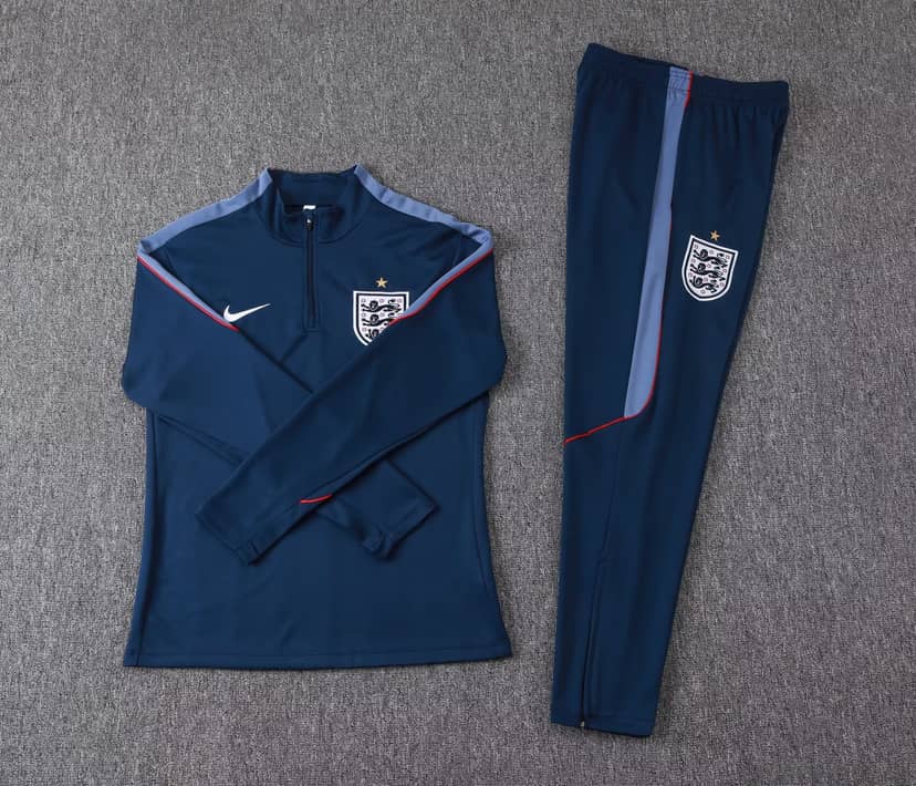 2026 England Half-Pull Training Suit Royal Blue Jersey Set--6