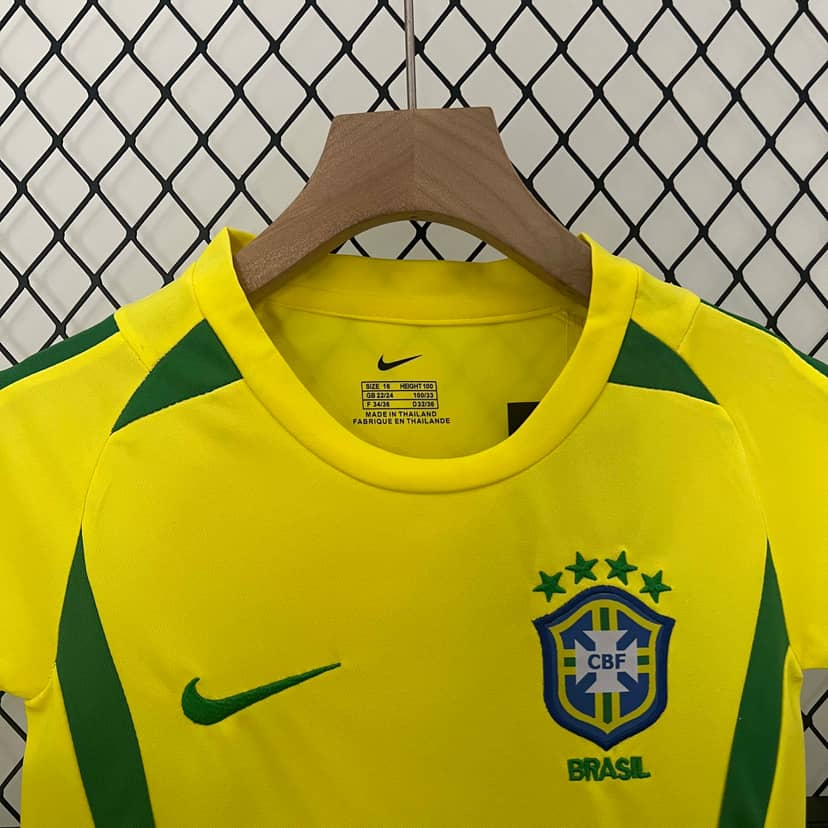 2002 Retro Brazil Home Shirt Kids Size--2