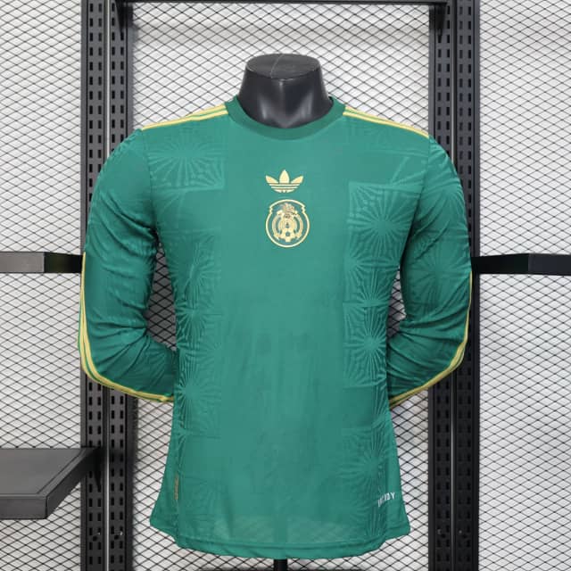 2025 Long Sleeve Player Version Mexico National Gold cup Version Green Shirt