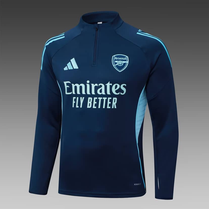 2025/2026 Arsenal Half-Pull Training Suit Royal Blue Shirt Set--2