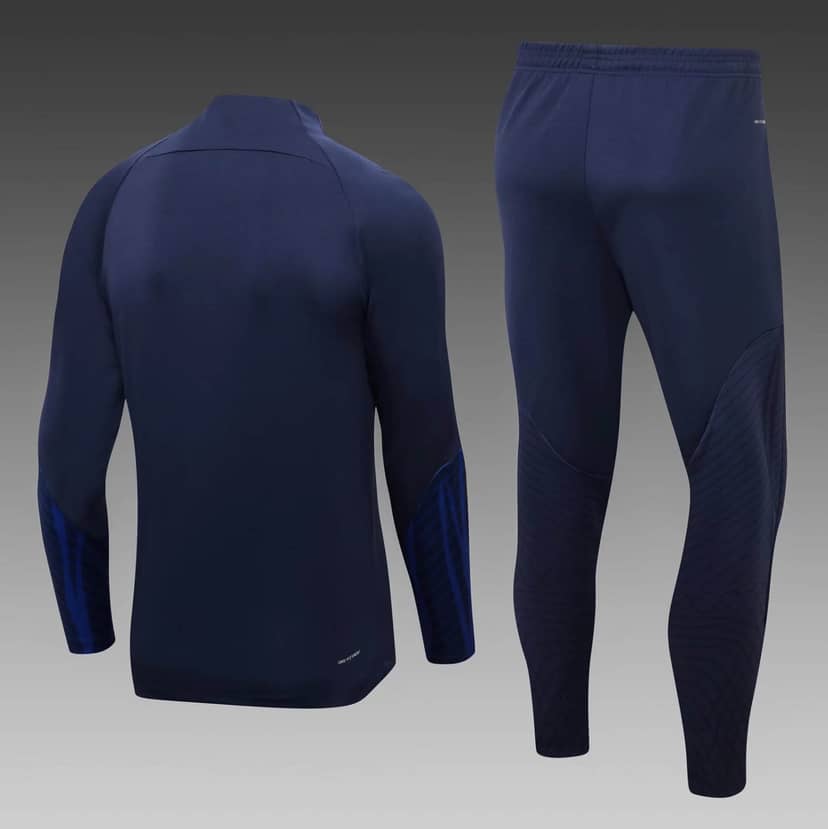 2022 France Half-Pull Training Suit Royal Blue Shirt Set--1