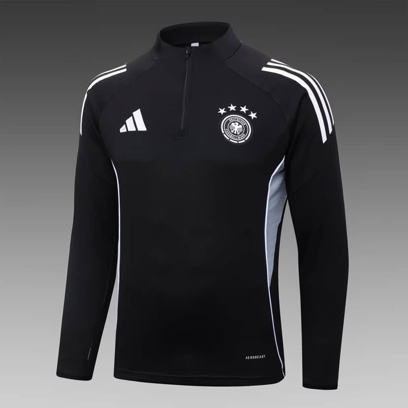 2025 Germany Half-Pull Training Suit Black Jersey Set--2