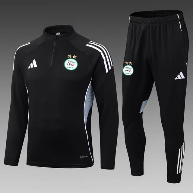 2025 Algeria National Team Half-Pull Training Suit Black Shirt Set