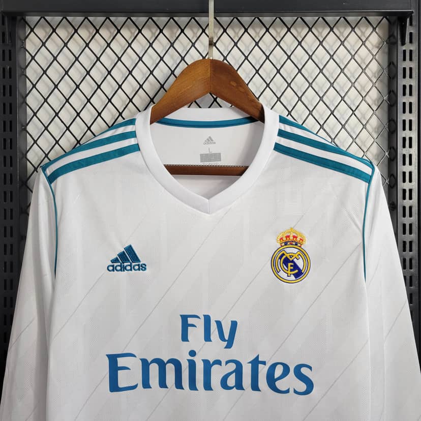 2017/2018 Retro Long Sleeve Real Madrid Home--2