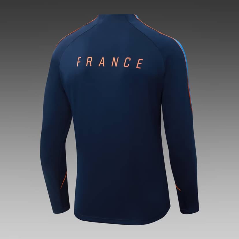 2026 France Half-Pull Training Suit Royal Blue Shirt Set--3