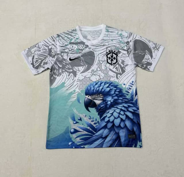 2025 Brazil Special Edition White and Blue Shirt
