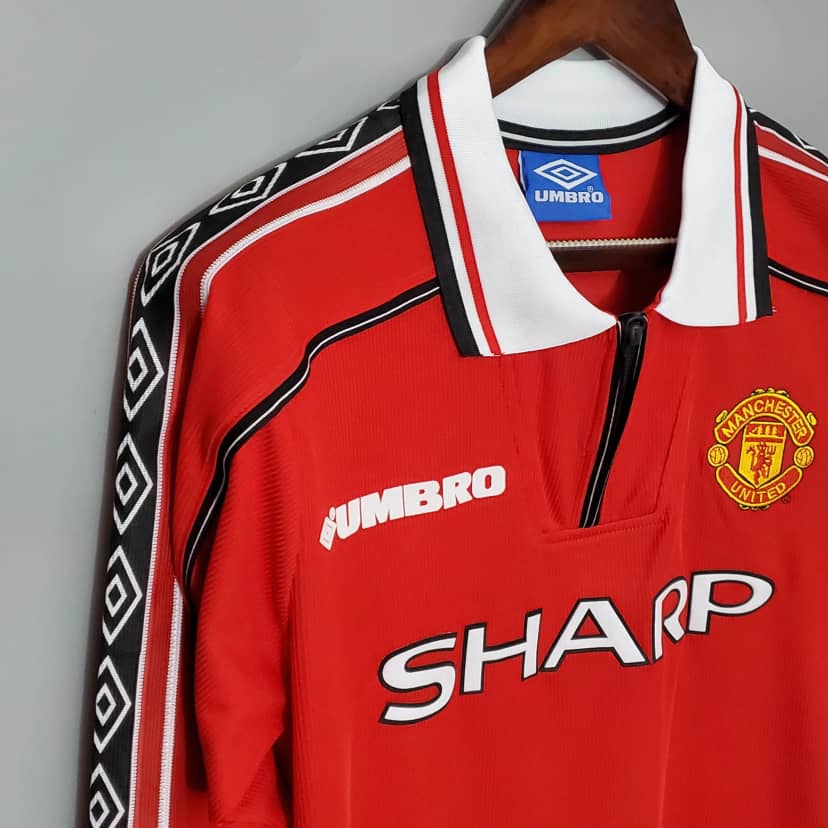 1998-1999 Retro Long Sleeve Manchester United Home Shirt--6