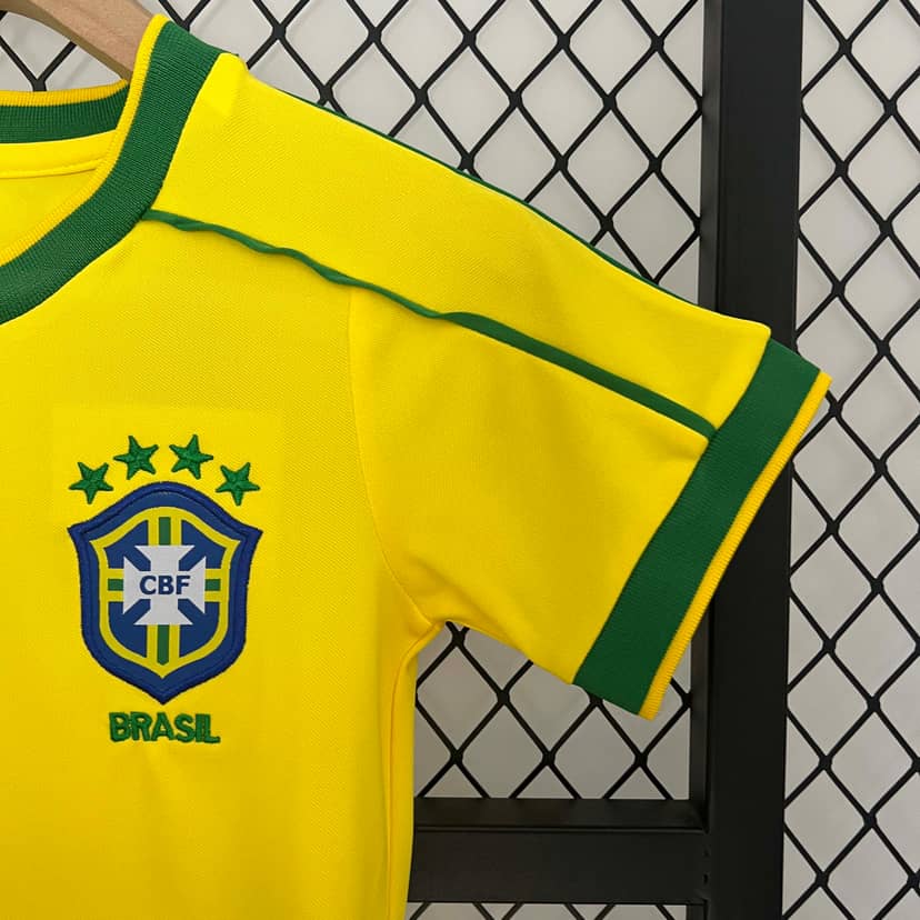 1998 Retro Brazil Home Shirt Kids Size--6