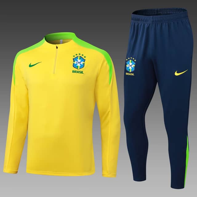 2025 Brazil Half-Pull Training Suit Yellow Shirt Set