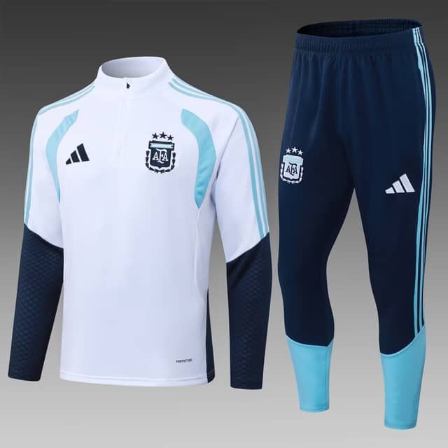 2026 Argentina Half-Pull Training Suit White Jersey Set