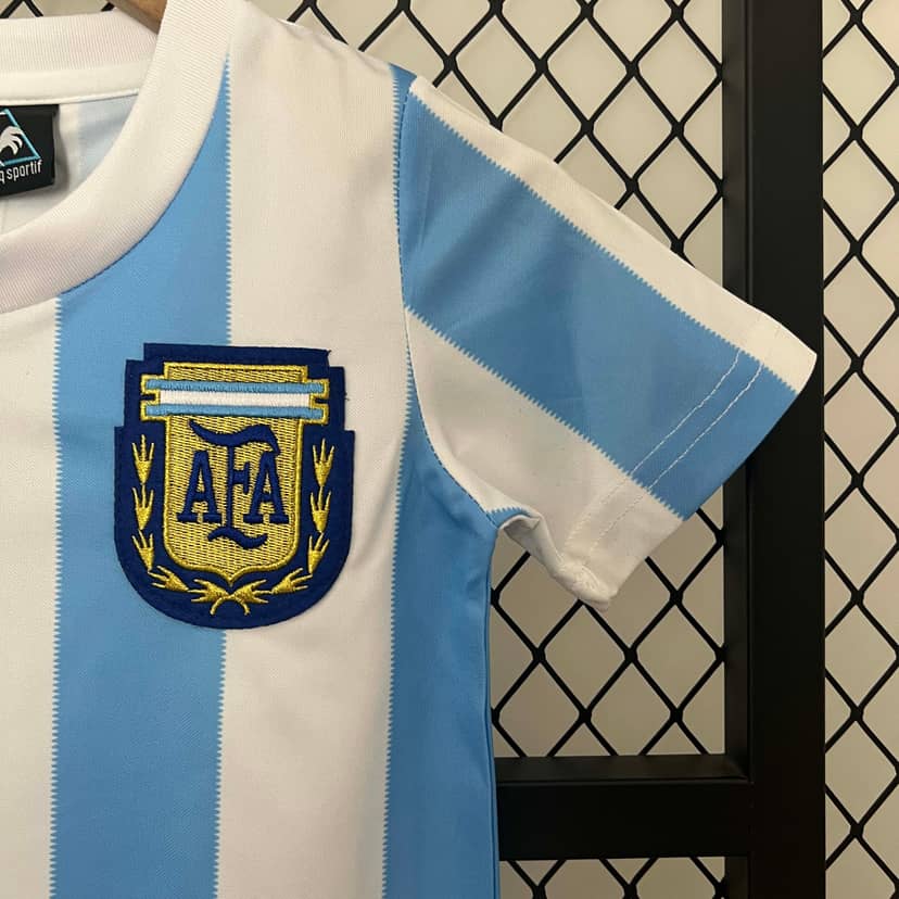 1986 Retro Argentina National Team Home Shirt Kids Size--6
