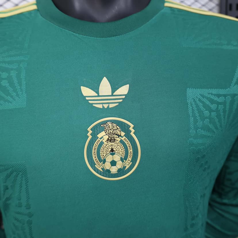 2025 Long Sleeve Player Version Mexico National Gold cup Version Green Shirt--4