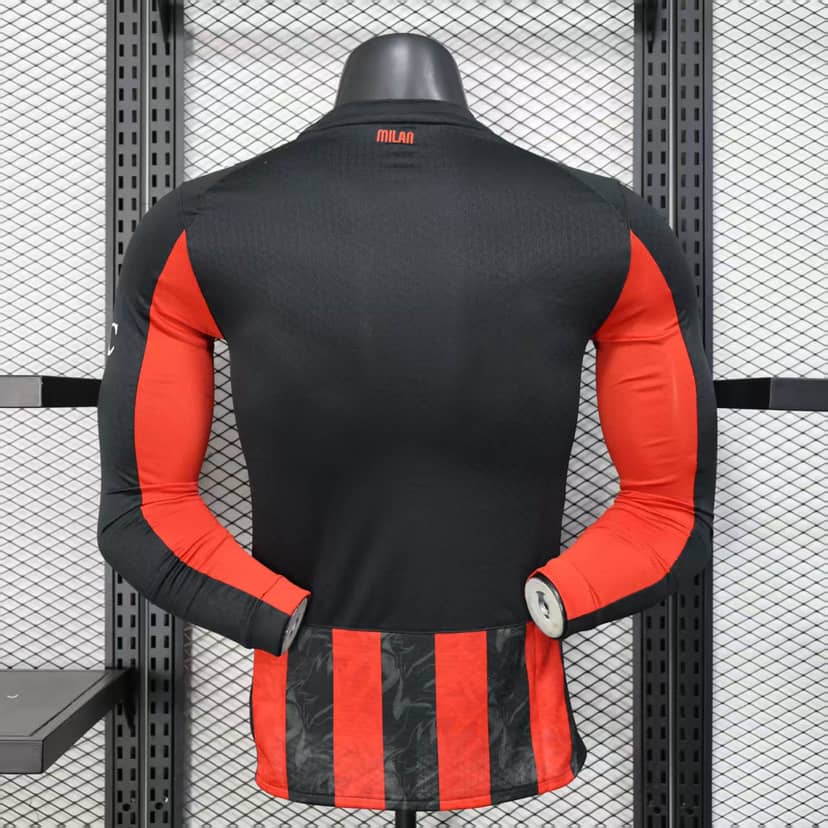 2025/2026 Player Version Long Sleeve AC Milan Home Jersey--1