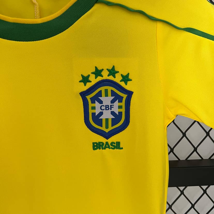 1998 Retro Brazil Home Shirt Kids Size--5