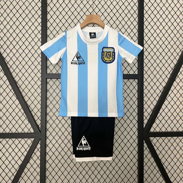 1986 Retro Argentina National Team Home Shirt Kids Size