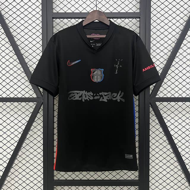 2024/2025 Barcelona Travis Scott Joint Edition Black Shirt