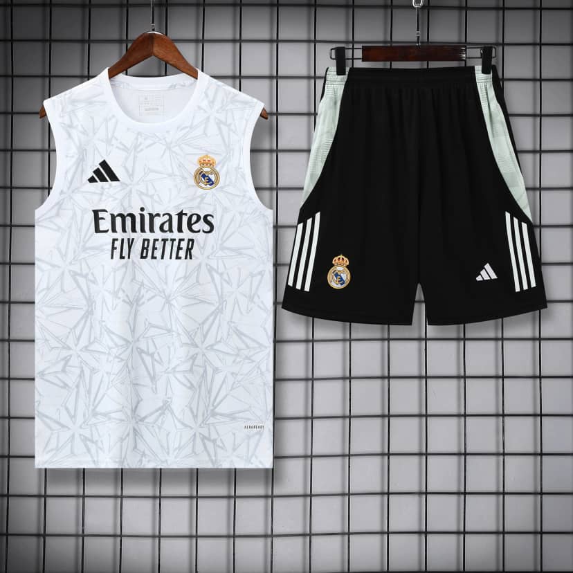 2025/2026 Real Madrid Sleeveless Training Wear Set White Shirt