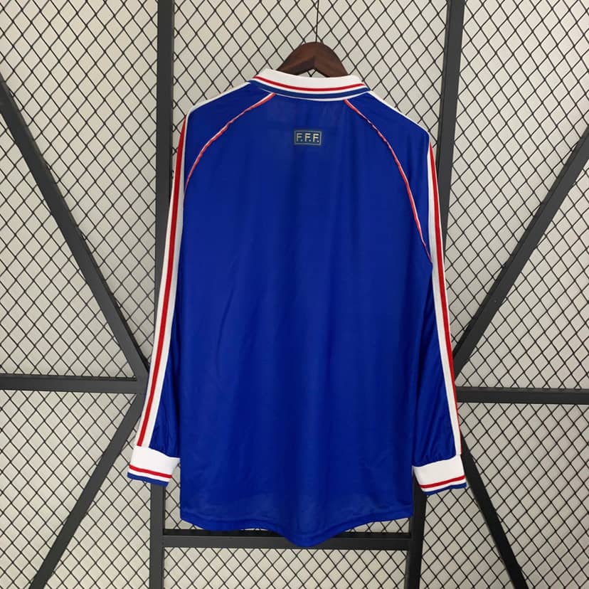 1998 Retro Long Sleeve France Home Shirt--1
